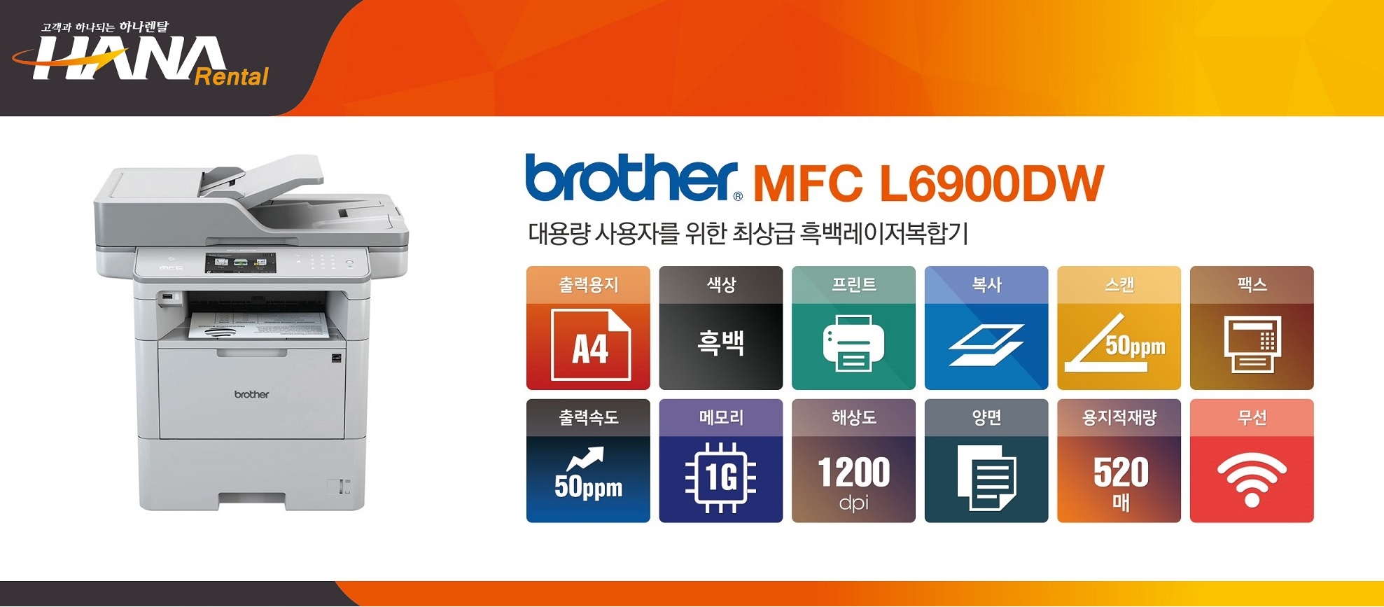 소형복합기렌탈 MFC- L6900DW (정품,임대,대여)